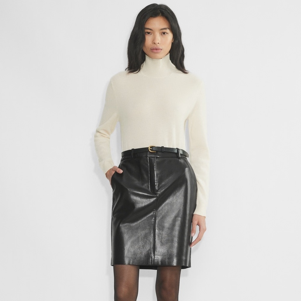 Aritzia Babaton Faux‎ Leather Domi Black Skirt